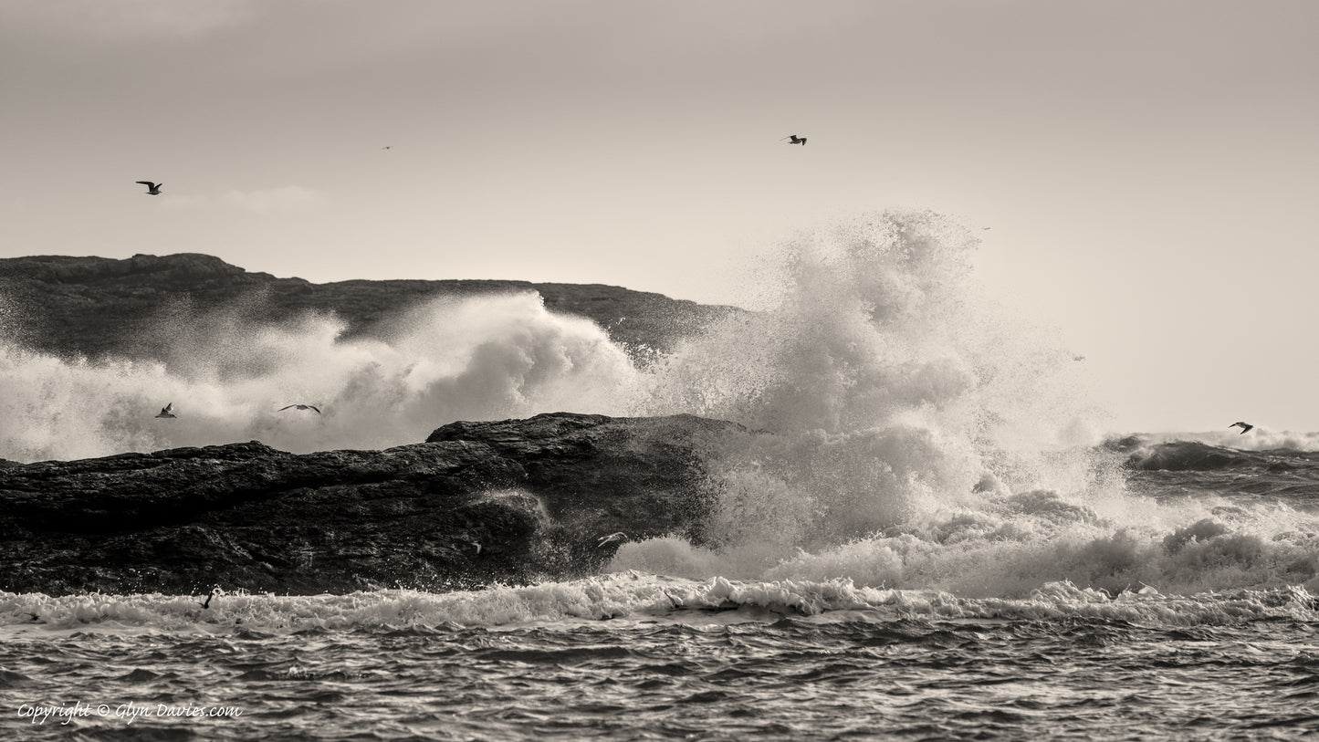 "Fishing in Storm Waves" Trearddur Bay